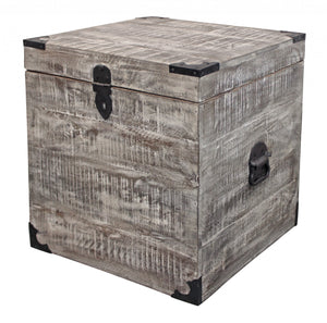 Homeroots 20" Gray Solid Wood Square End Table   488538