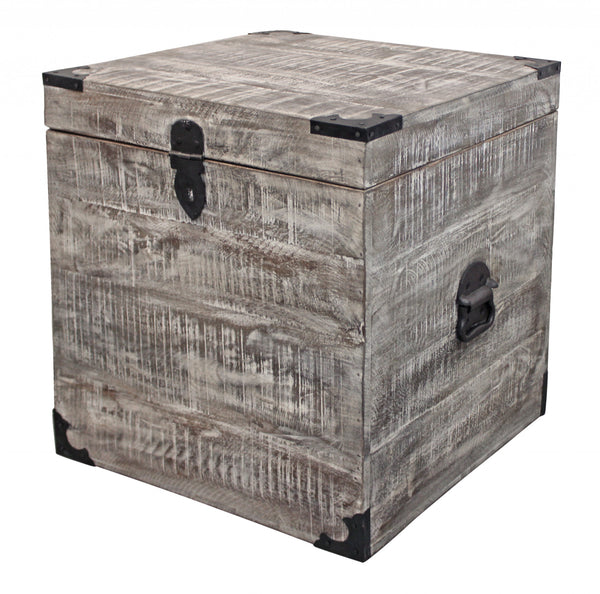 Homeroots 20" Gray Solid Wood Square End Table   488538