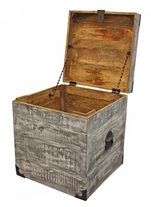 Homeroots 20" Gray Solid Wood Square End Table   488538