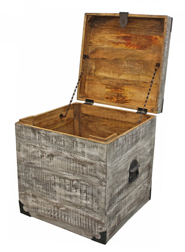 Homeroots 20" Gray Solid Wood Square End Table   488538