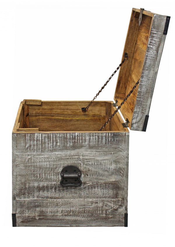 Homeroots 20" Gray Solid Wood Square End Table   488538