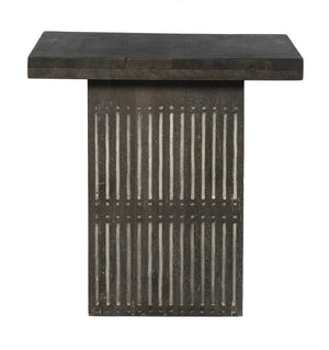 HomeRoots 24" Antique Brown Solid Wood Square End Table - Vintage Charm with Hand-Carved Details for Any Room 488540