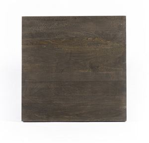HomeRoots 24" Antique Brown Solid Wood Square End Table - Vintage Charm with Hand-Carved Details for Any Room 488540