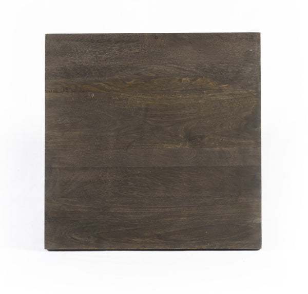 HomeRoots 24" Antique Brown Solid Wood Square End Table - Vintage Charm with Hand-Carved Details for Any Room 488540
