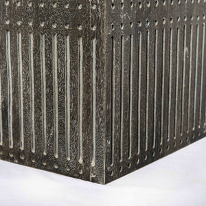 HomeRoots 24" Antique Brown Solid Wood Square End Table - Vintage Charm with Hand-Carved Details for Any Room 488540