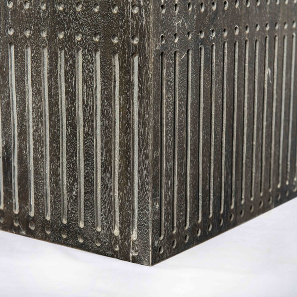 HomeRoots 24" Antique Brown Solid Wood Square End Table - Vintage Charm with Hand-Carved Details for Any Room 488540