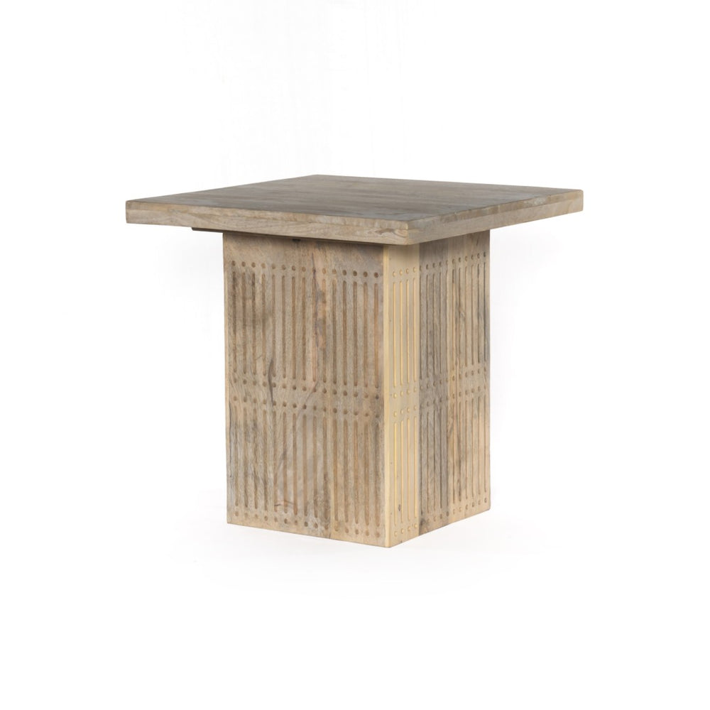 HomeRoots 24" Brushed Ivory Solid Wood Square End Table - Timeless Vintage Charm for Any Room Decor Style 488541
