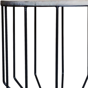 Homeroots 20" Black And Brown Solid Wood And Iron Round End Table   488545