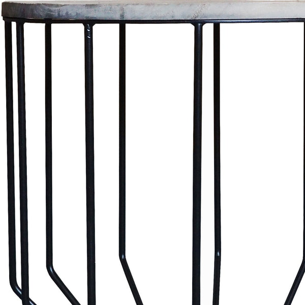 Homeroots 20" Black And Brown Solid Wood And Iron Round End Table   488545