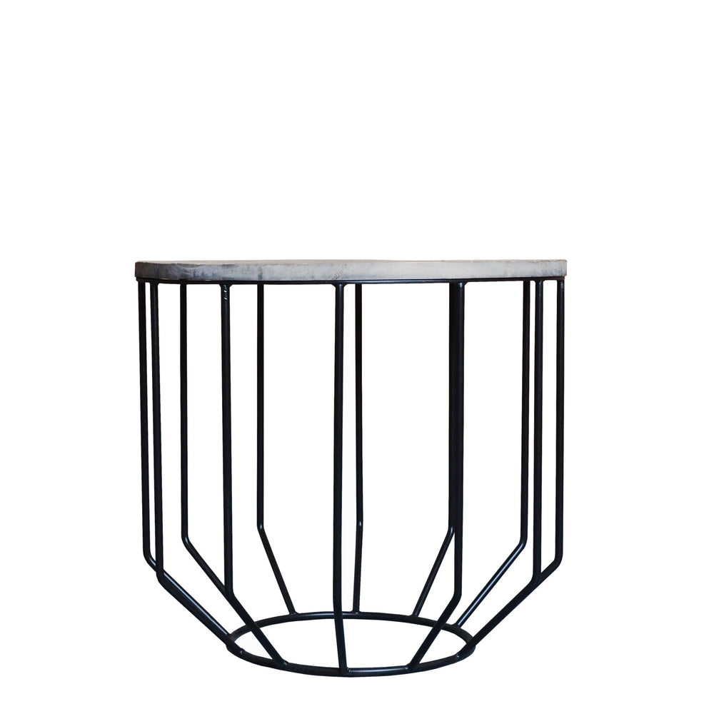 Homeroots 20" Black And Brown Solid Wood And Iron Round End Table   488545