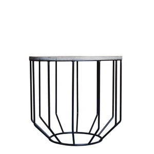 Homeroots 20" Black And Brown Solid Wood And Iron Round End Table   488545