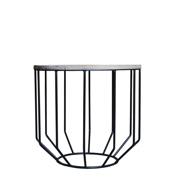 Homeroots 20" Black And Brown Solid Wood And Iron Round End Table   488545