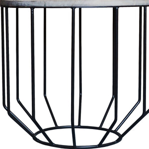 Homeroots 20" Black And Brown Solid Wood And Iron Round End Table   488545