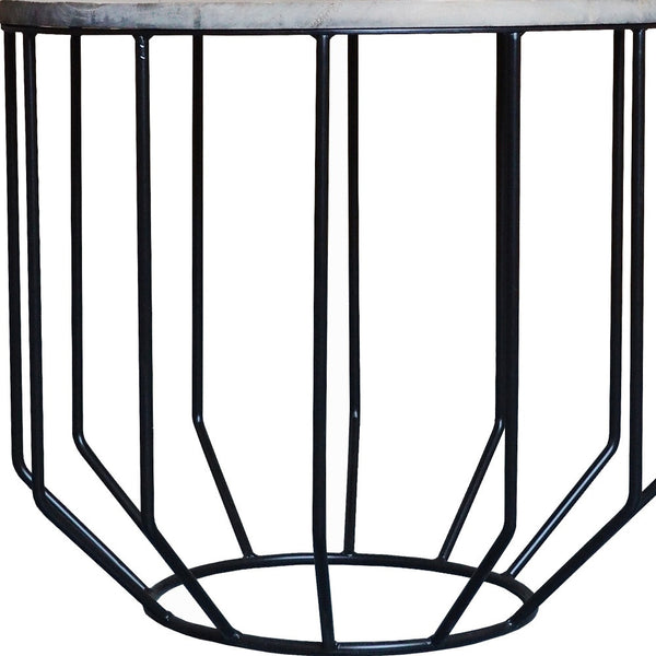 Homeroots 20" Black And Brown Solid Wood And Iron Round End Table   488545