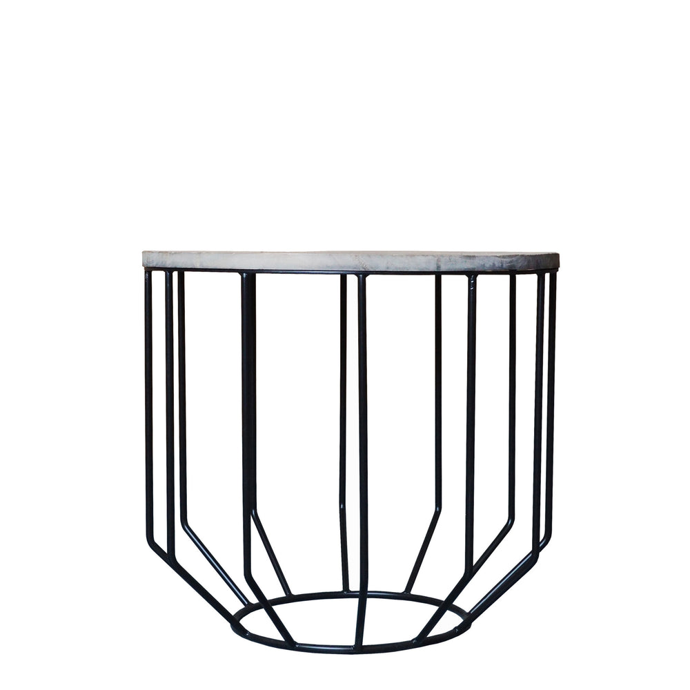 Homeroots 20" Black And Brown Solid Wood And Iron Round End Table   488545