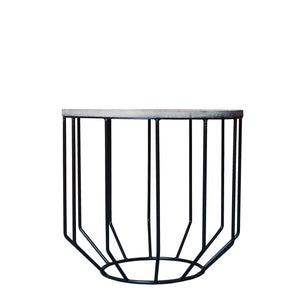 Homeroots 20" Black And Brown Solid Wood And Iron Round End Table   488545