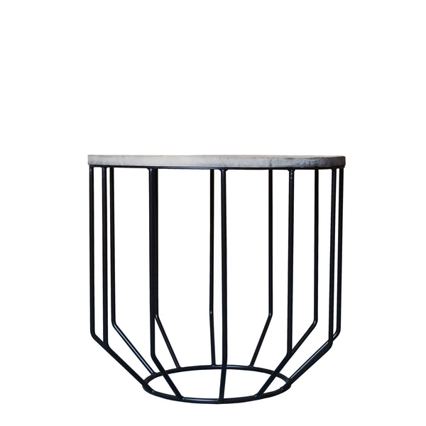 Homeroots 20" Black And Brown Solid Wood And Iron Round End Table   488545