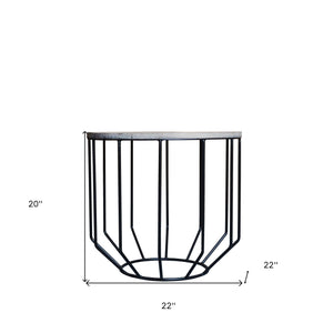 Homeroots 20" Black And Brown Solid Wood And Iron Round End Table   488545