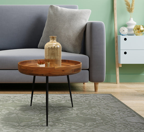 Homeroots 18" Black And Natural Brown Solid Wood And Iron Round End Table   488551