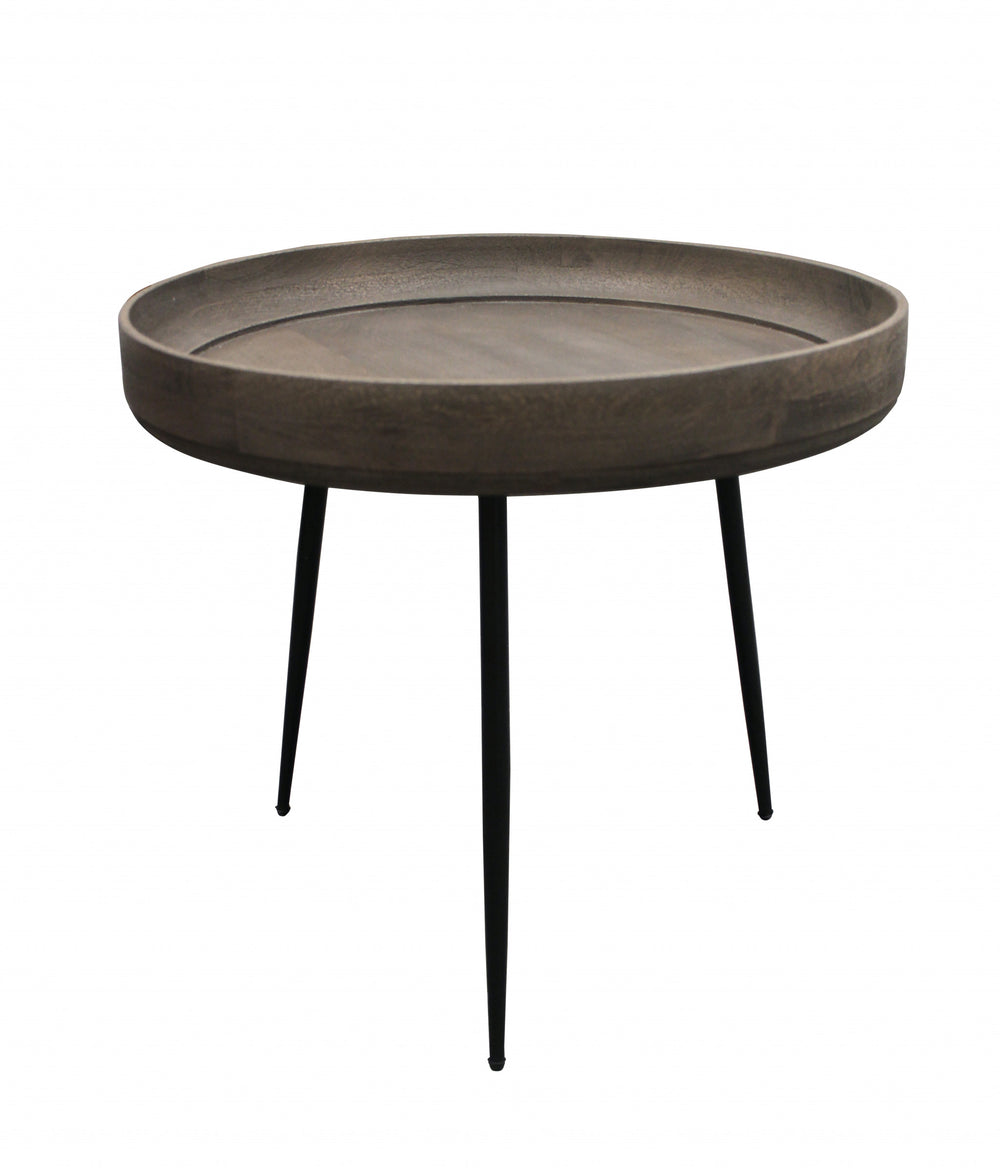 Homeroots 18" Black And Gray Solid Wood And Iron Round End Table   488552
