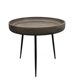 Homeroots 18" Black And Gray Solid Wood And Iron Round End Table   488552