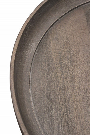 Homeroots 18" Black And Gray Solid Wood And Iron Round End Table   488552