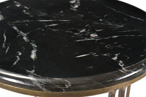 HomeRoots 23" Gold and Black Marble Round End Table - Chic Accent Piece for Modern Living Spaces and Small Areas 488553