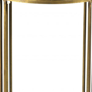 HomeRoots 23" Gold and Black Marble Round End Table - Chic Accent Piece for Modern Living Spaces and Small Areas 488553