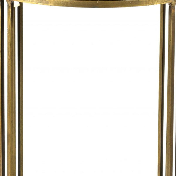 HomeRoots 23" Gold and Black Marble Round End Table - Chic Accent Piece for Modern Living Spaces and Small Areas 488553