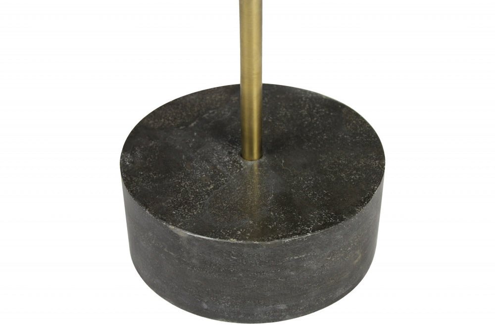 Homeroots 20" Black And Brown Solid Wood And Marble Round End Table   488554