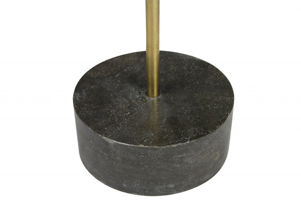 Homeroots 26" Black And Brown Solid Wood And Marble Round End Table   488555