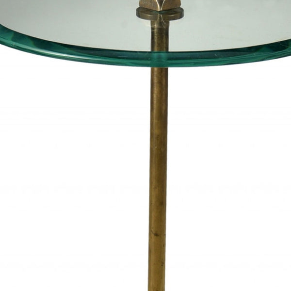 HomeRoots 22" Sleek Black Marble and Clear Glass Round End Table - Modern Accent for Any Space 488558