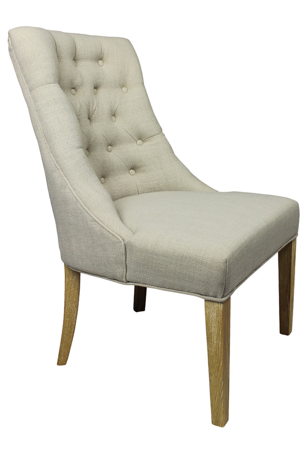 Homeroots 28" Taupe And Natural Upholstered Tufted Side Chair   488561