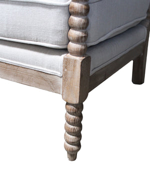 Homeroots 25" Ivory Cushion And Natural Beaded Arm Chair   488563