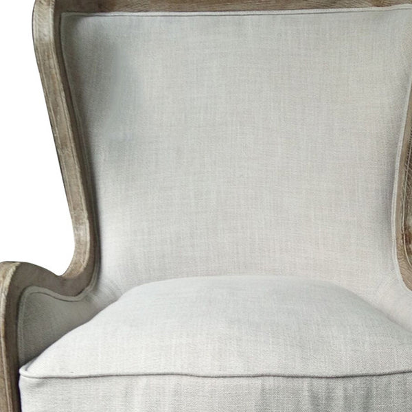 Homeroots 28" Ivory Taupe Linen Solid Color Lounge Chair   488564