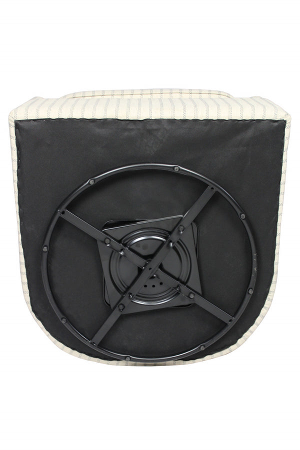 Homeroots 30" Natural Polyester Blend Striped Swivel Lounge Chair   488565