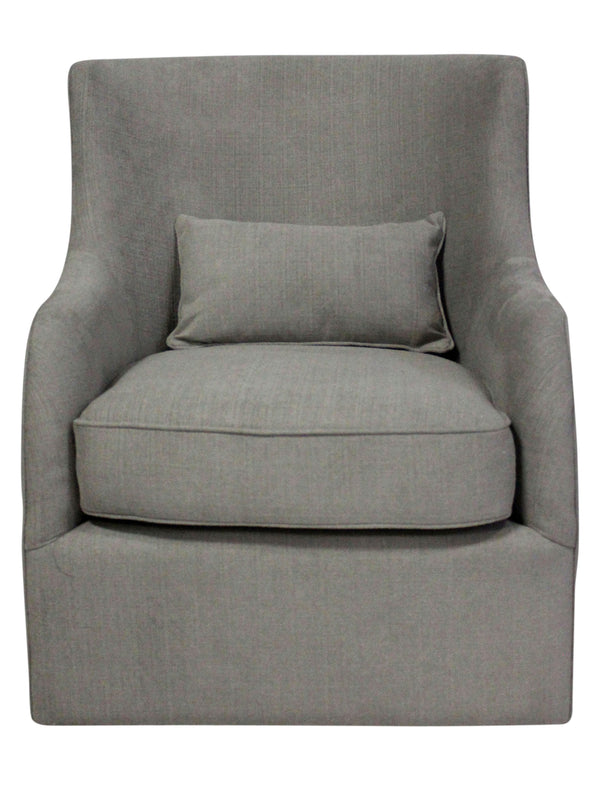 Homeroots 30" Gray Polyester Blend Solid Color Swivel Arm Chair   488566