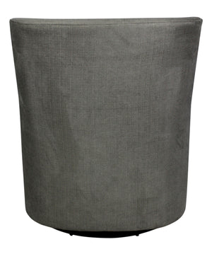 Homeroots 30" Gray Polyester Blend Solid Color Swivel Arm Chair   488566