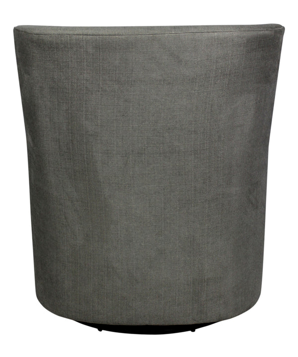 Homeroots 30" Gray Polyester Blend Solid Color Swivel Arm Chair   488566