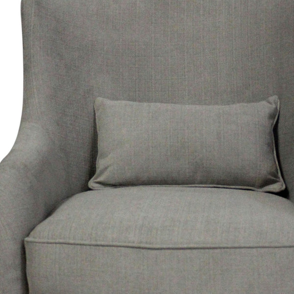 Homeroots 30" Gray Polyester Blend Solid Color Swivel Arm Chair   488566