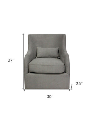 Homeroots 30" Gray Polyester Blend Solid Color Swivel Arm Chair   488566