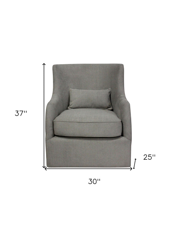 Homeroots 30" Gray Polyester Blend Solid Color Swivel Arm Chair   488566