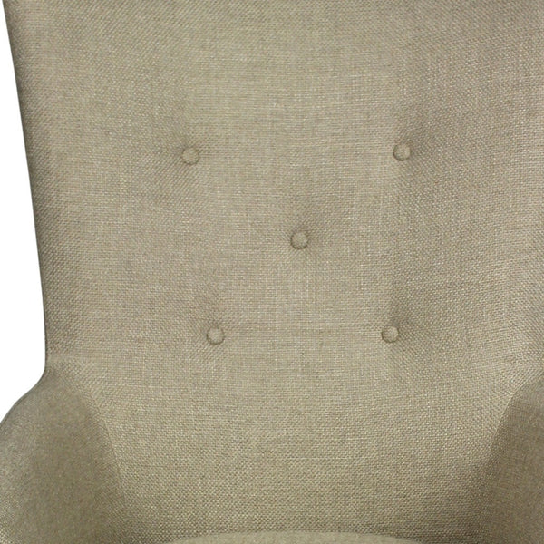 Homeroots 28" Sand 100% Polyester And Natural Solid Color Lounge Chair   488567