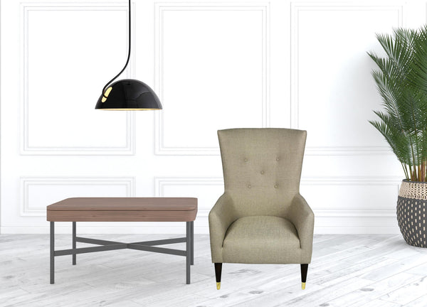 Homeroots 28" Sand 100% Polyester And Natural Solid Color Lounge Chair   488567