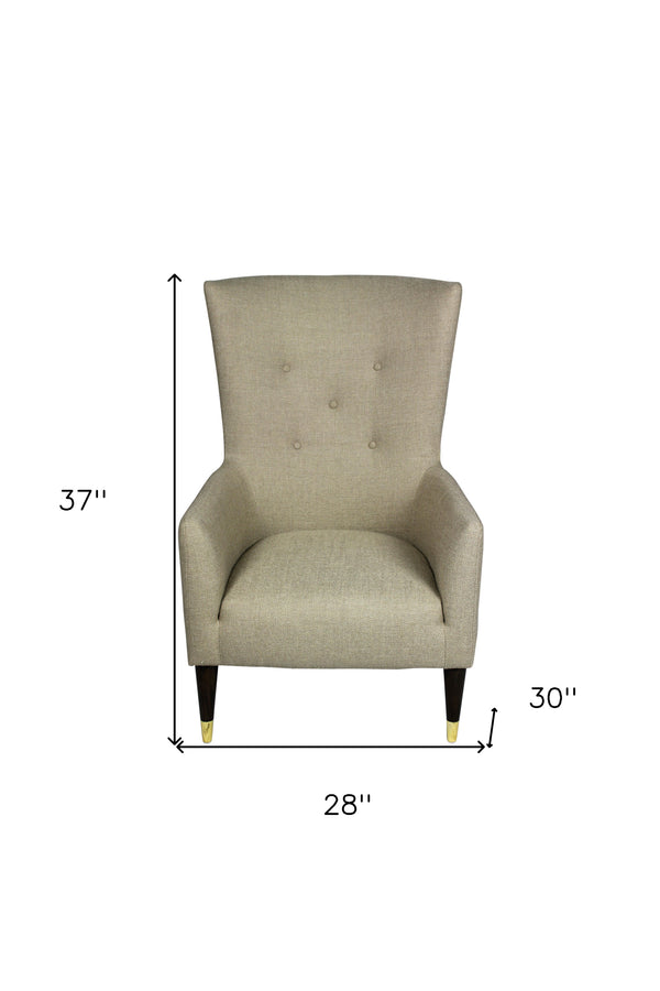 Homeroots 28" Sand 100% Polyester And Natural Solid Color Lounge Chair   488567