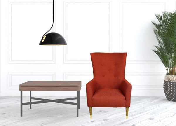 HomeRoots 28" Vibrant Orange Lounge Chair with Tufted Cushions, Modern Design & Comfortable Support for Home 488568