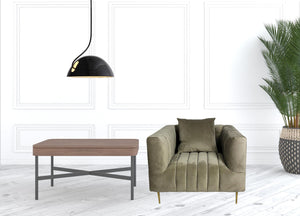 Homeroots 37" Beige Velvet And Gold Solid Color Lounge Chair   488569