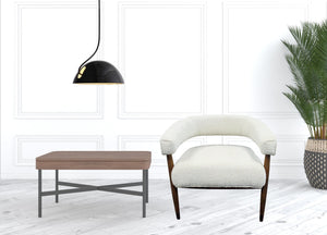 Homeroots 29" Ivory Polyester Blend And Brown Solid Color Arm Chair   488571