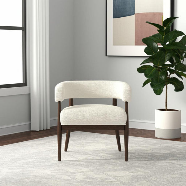 HomeRoots 29" Elegant Ivory & Brown Accent Armchair with Plush Cushioning, Tufted Back & Durable Frame 488571