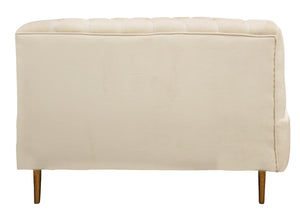 Homeroots 37" Ivory Velvet And Gold Solid Color Lounge Chair   488572